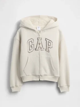 Sudadera con capucha para niños con logotipo gráfico y forro de sherpa