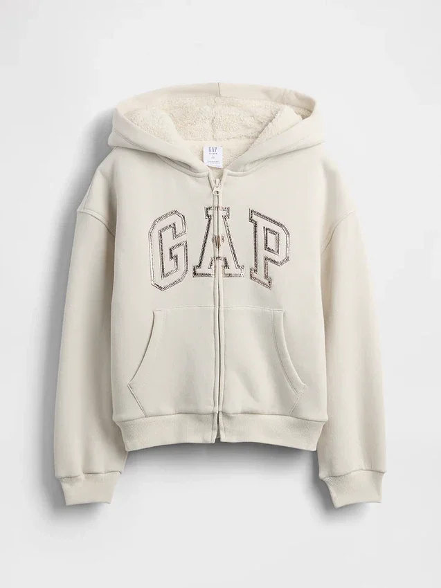 Sudadera con capucha para niños con logotipo gráfico y forro de sherpa
