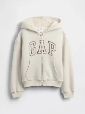 Sudadera con capucha para niños con logotipo gráfico y forro de sherpa