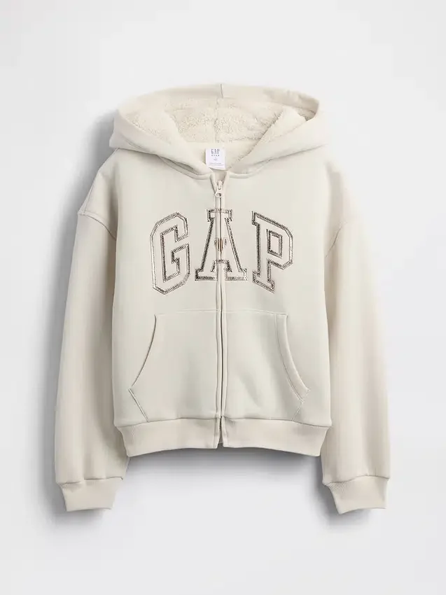 Sudadera con capucha para niños con logotipo gráfico y forro de sherpa
