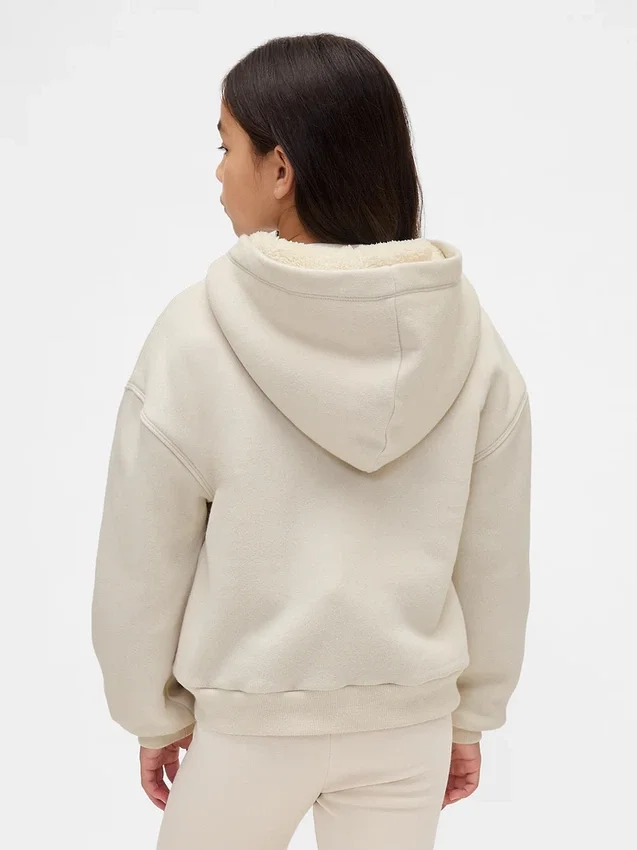 Sudadera con capucha para niños con logotipo gráfico y forro de sherpa
