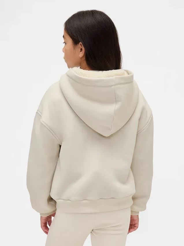 Sudadera con capucha para niños con logotipo gráfico y forro de sherpa