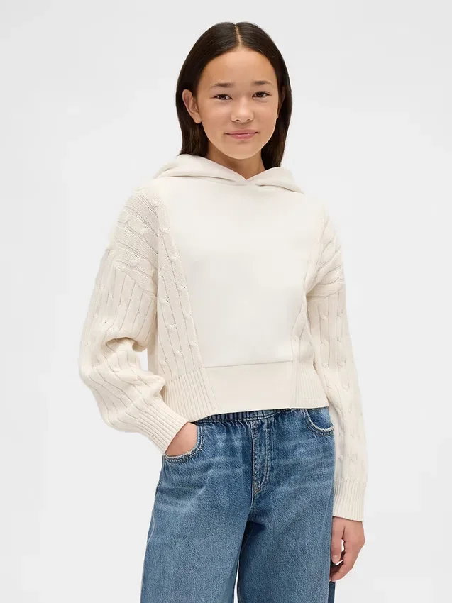 Sudadera con capucha para niños Vintagesoft de mezcla de tejidos
