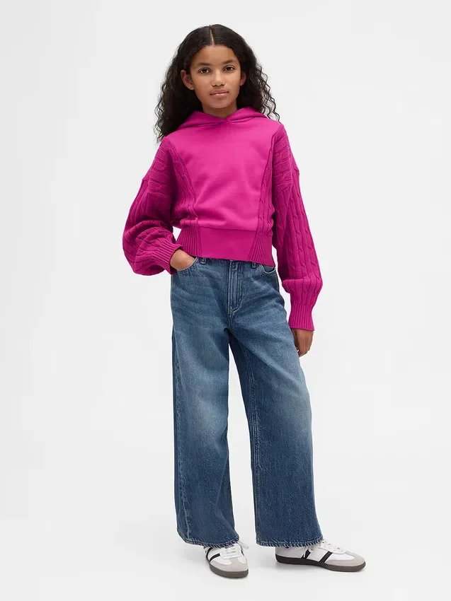 Sudadera con capucha para niños Vintagesoft de mezcla de tejidos