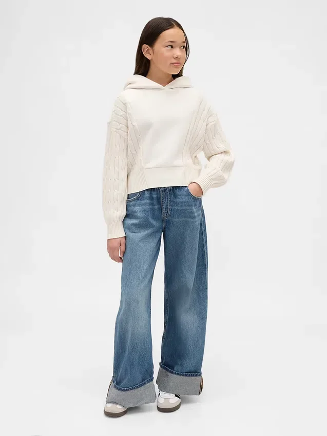 Sudadera con capucha para niños Vintagesoft de mezcla de tejidos