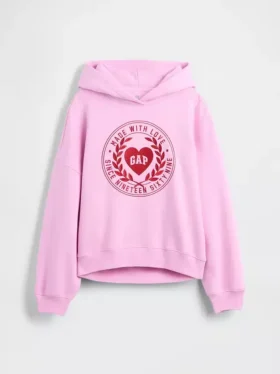 Sudadera con capucha Vintagesoft para niños con logotipo de corazón extragrande
