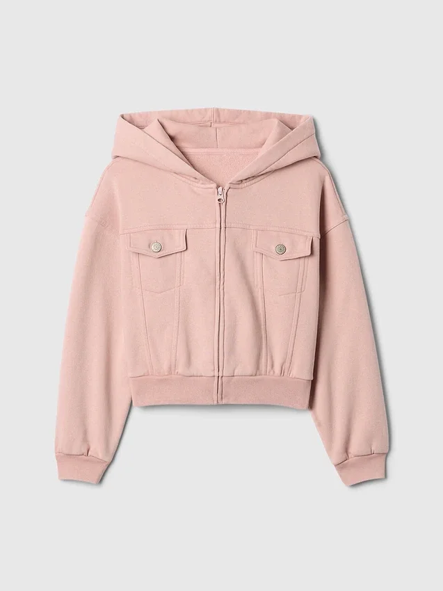 Sudadera con capucha y cremallera corta Vintagesoft para niños