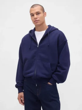 Sudadera con capucha y cremallera de felpa francesa extra gruesa para adulto