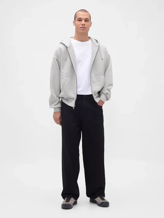 Sudadera con capucha y cremallera de felpa francesa extra gruesa para adulto