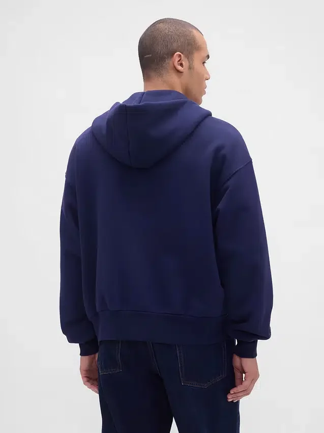 Sudadera con capucha y cremallera de felpa francesa extra gruesa para adulto