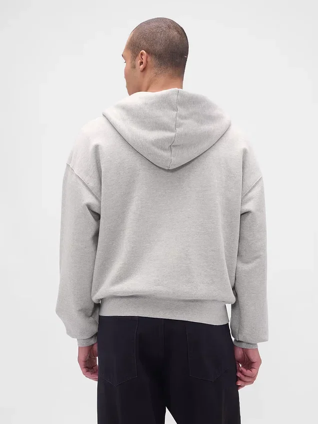 Sudadera con capucha y cremallera de felpa francesa extra gruesa para adulto