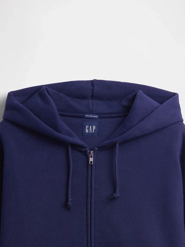 Sudadera con capucha y cremallera de felpa francesa extra gruesa para adulto