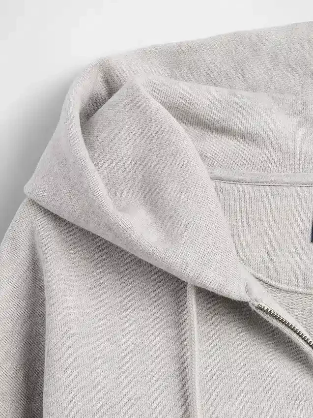 Sudadera con capucha y cremallera de felpa francesa extra gruesa para adulto