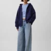 Sudadera con capucha y cremallera de felpa francesa extra gruesa para adulto