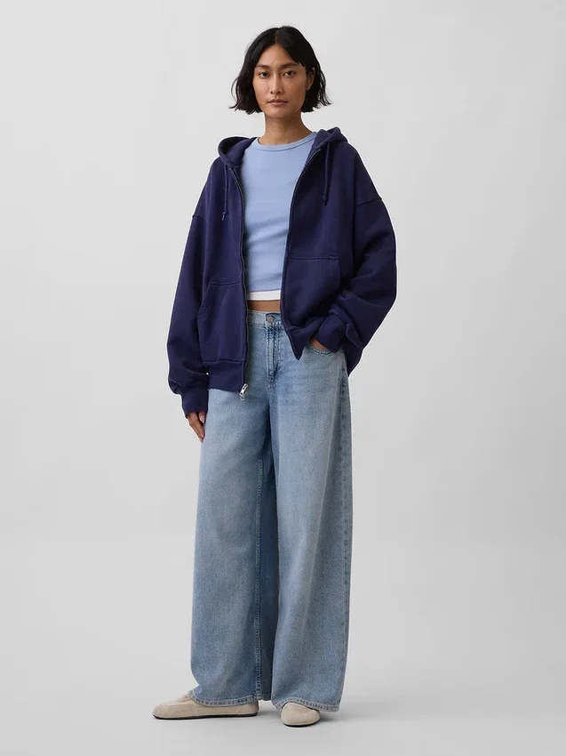 Sudadera con capucha y cremallera de felpa francesa extra gruesa para adulto