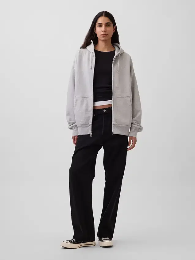 Sudadera con capucha y cremallera de felpa francesa extra gruesa para adulto