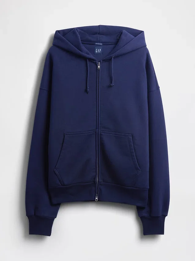 Sudadera con capucha y cremallera de felpa francesa extra gruesa para adulto