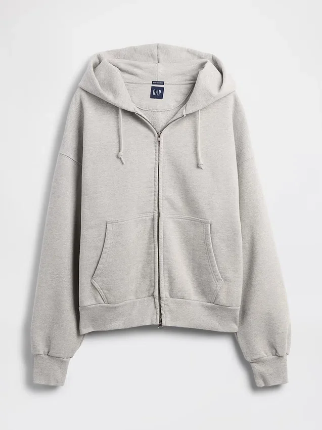 Sudadera con capucha y cremallera de felpa francesa extra gruesa para adulto
