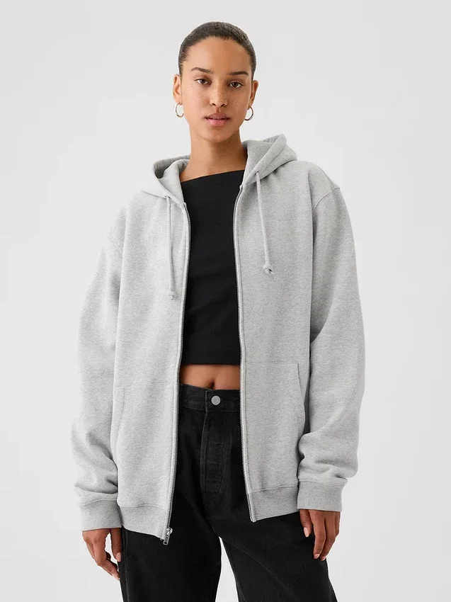 Sudadera con capucha y cremallera holgada Vintagesoft para adulto