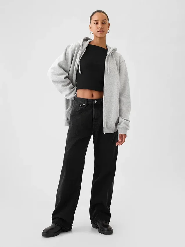 Sudadera con capucha y cremallera holgada Vintagesoft para adulto