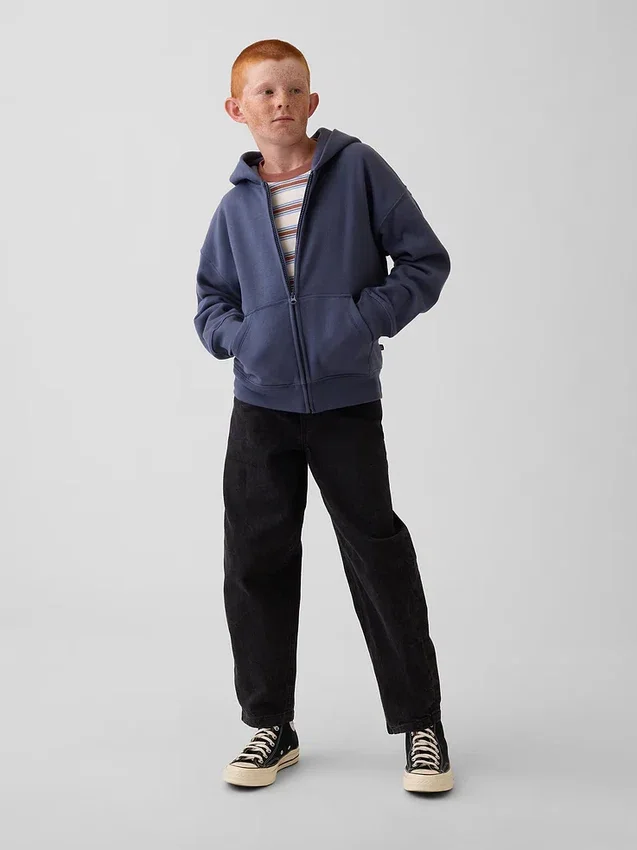 Sudadera con capucha y cremallera holgada Vintagesoft para niños