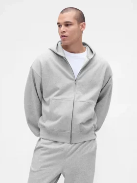 Sudadera con capucha y cremallera oversize de peso grueso para adulto