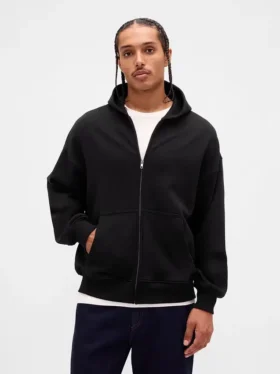 Sudadera con capucha y cremallera oversize de peso grueso para adulto