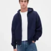 Sudadera con capucha y cremallera oversize de peso grueso para adulto