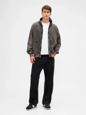 Sudadera con capucha y cremallera oversize de peso grueso para adulto