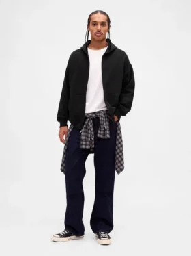 Sudadera con capucha y cremallera oversize de peso grueso para adulto