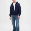 Sudadera con capucha y cremallera oversize de peso grueso para adulto