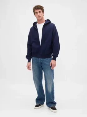 Sudadera con capucha y cremallera oversize de peso grueso para adulto