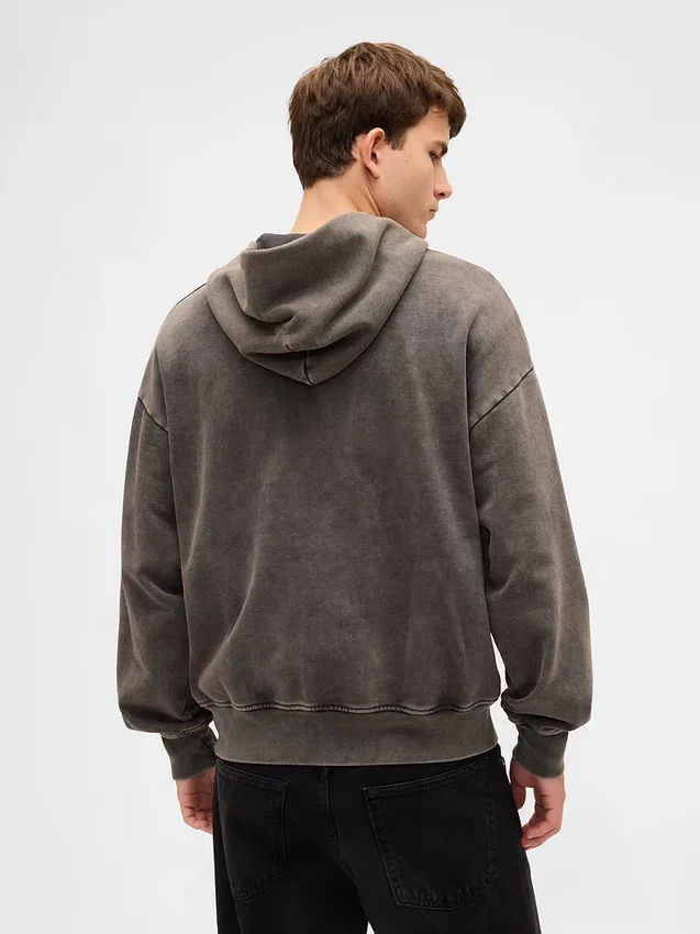 Sudadera con capucha y cremallera oversize de peso grueso para adulto
