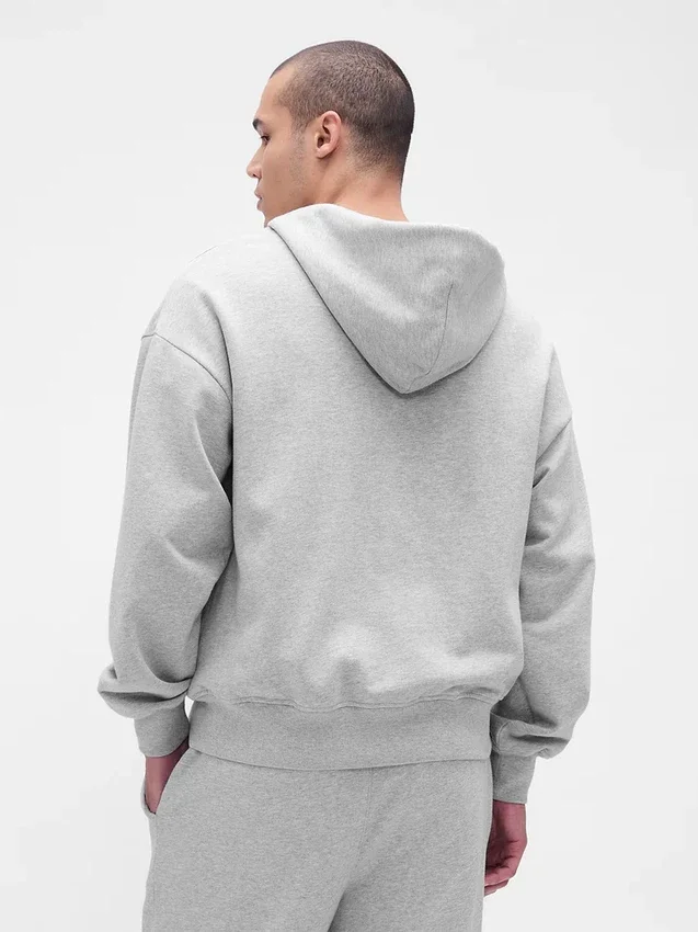 Sudadera con capucha y cremallera oversize de peso grueso para adulto
