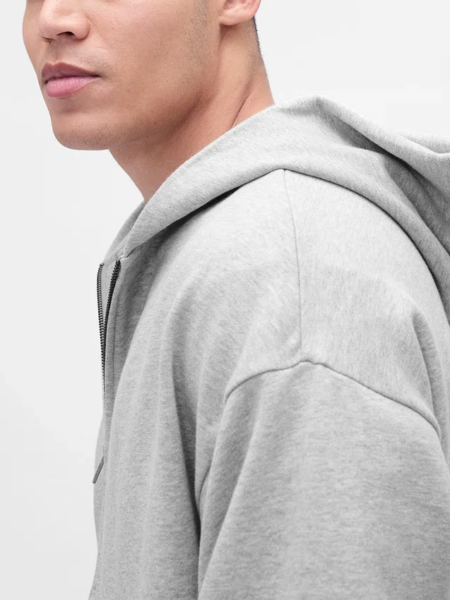 Sudadera con capucha y cremallera oversize de peso grueso para adulto