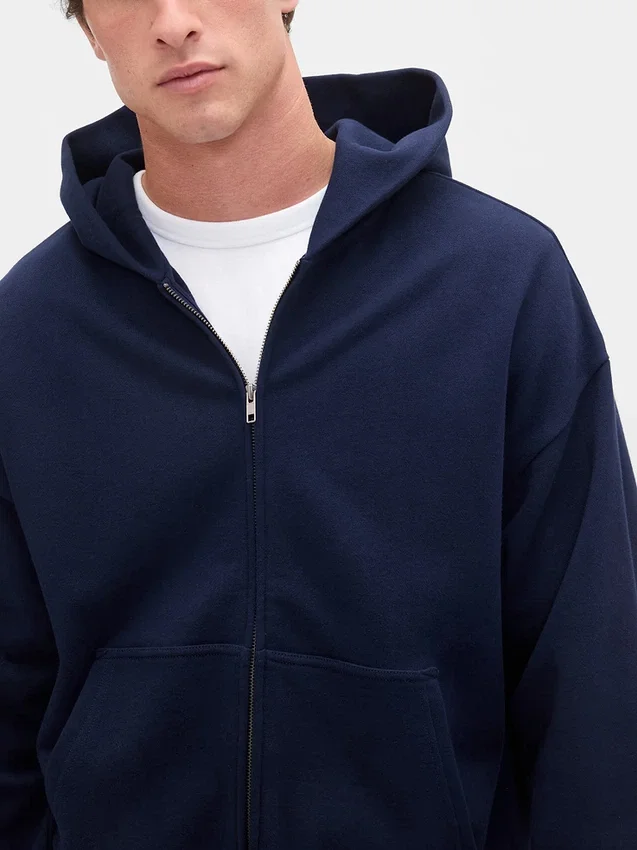 Sudadera con capucha y cremallera oversize de peso grueso para adulto