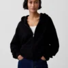 Sudadera con capucha y cremallera oversize de peso grueso para adulto