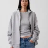Sudadera con capucha y cremallera oversize de peso grueso para adulto