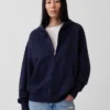 Sudadera con capucha y cremallera oversize de peso grueso para adulto