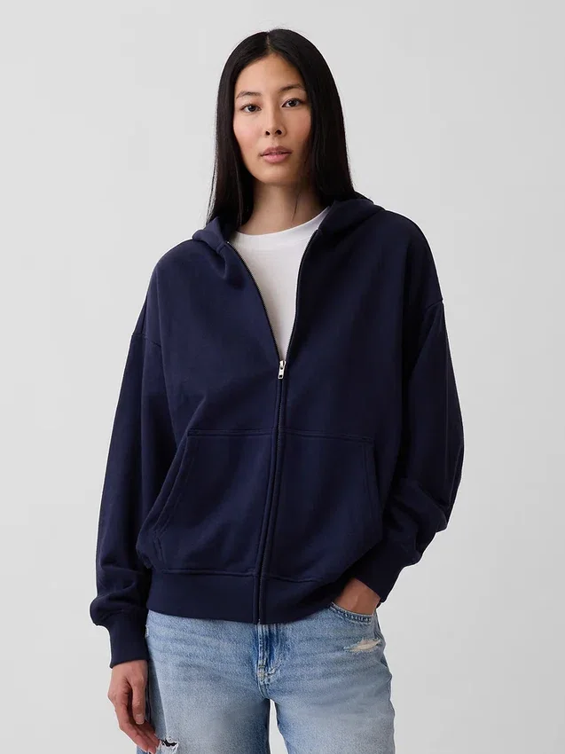 Sudadera con capucha y cremallera oversize de peso grueso para adulto
