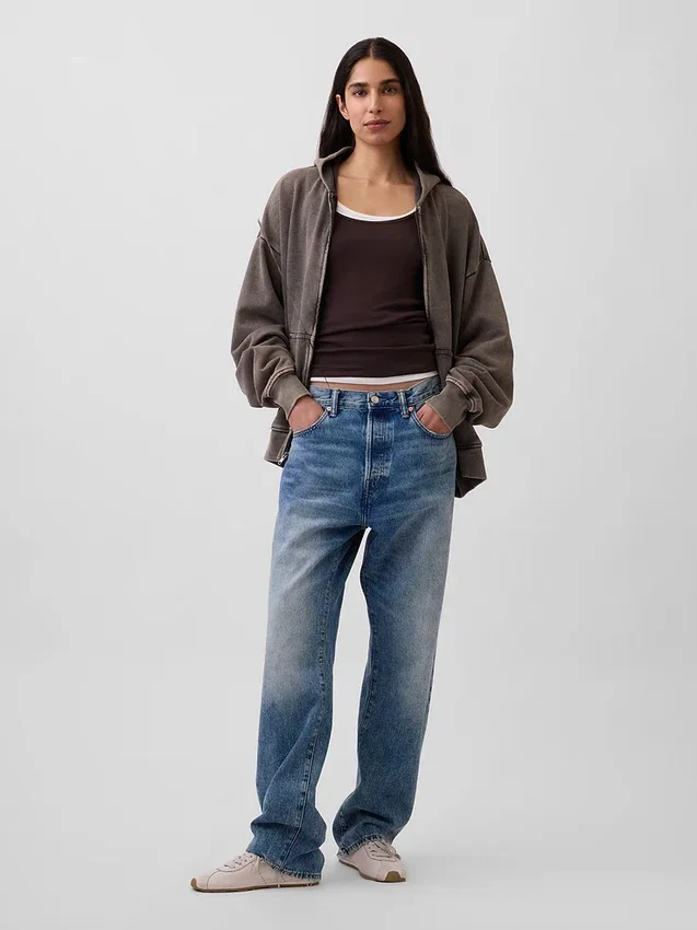 Sudadera con capucha y cremallera oversize de peso grueso para adulto