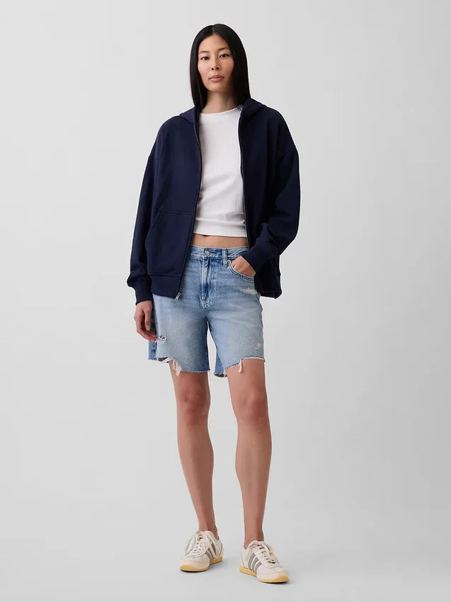 Sudadera con capucha y cremallera oversize de peso grueso para adulto