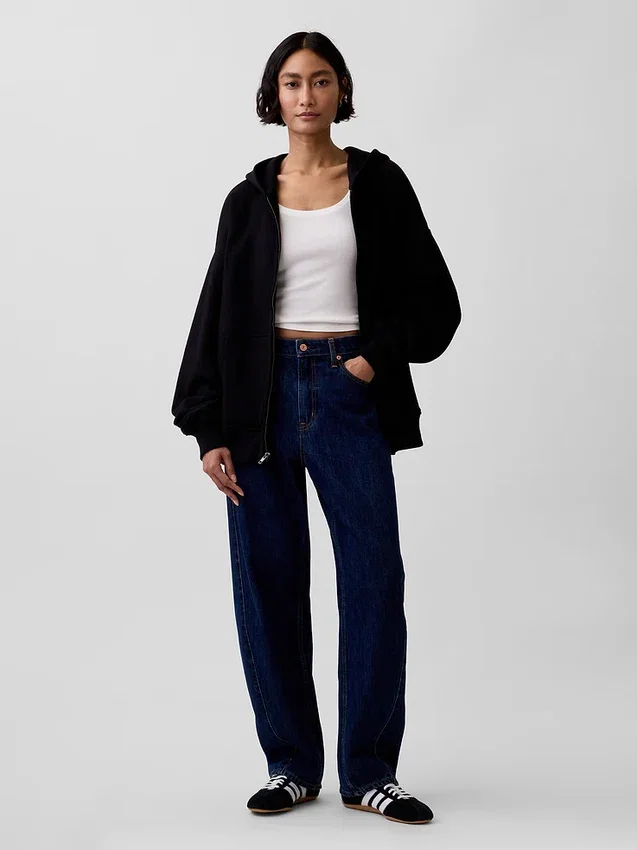 Sudadera con capucha y cremallera oversize de peso grueso para adulto