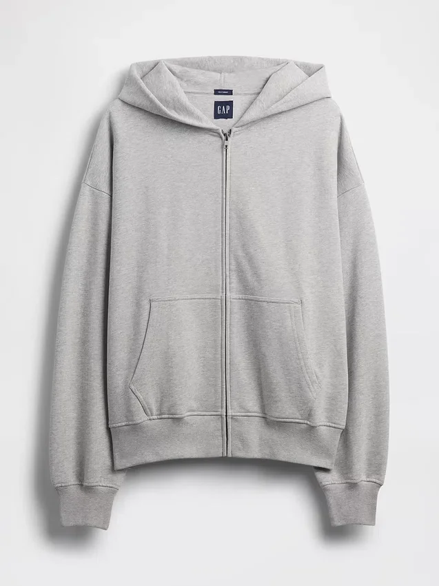 Sudadera con capucha y cremallera oversize de peso grueso para adulto