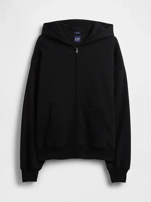 Sudadera con capucha y cremallera oversize de peso grueso para adulto