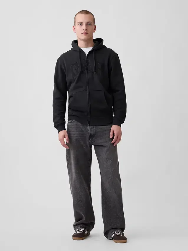 Sudadera con capucha y cremallera para adulto «Vintagesoft Arch Logo»