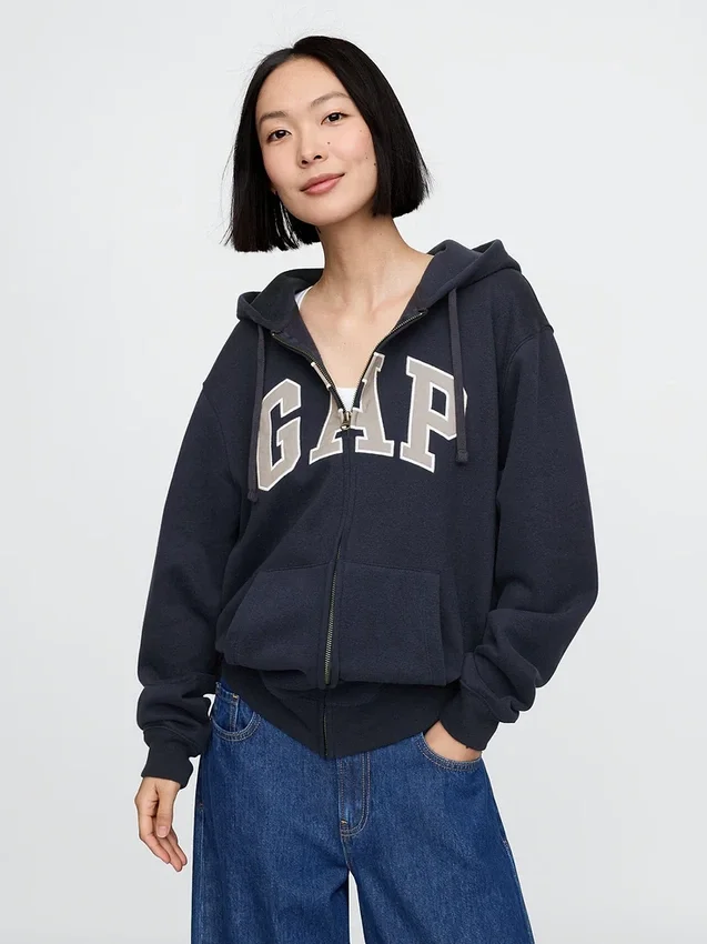 Sudadera con capucha y cremallera para adulto «Vintagesoft Arch Logo»