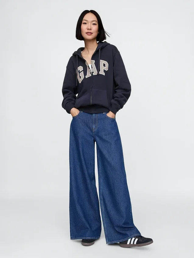 Sudadera con capucha y cremallera para adulto «Vintagesoft Arch Logo»