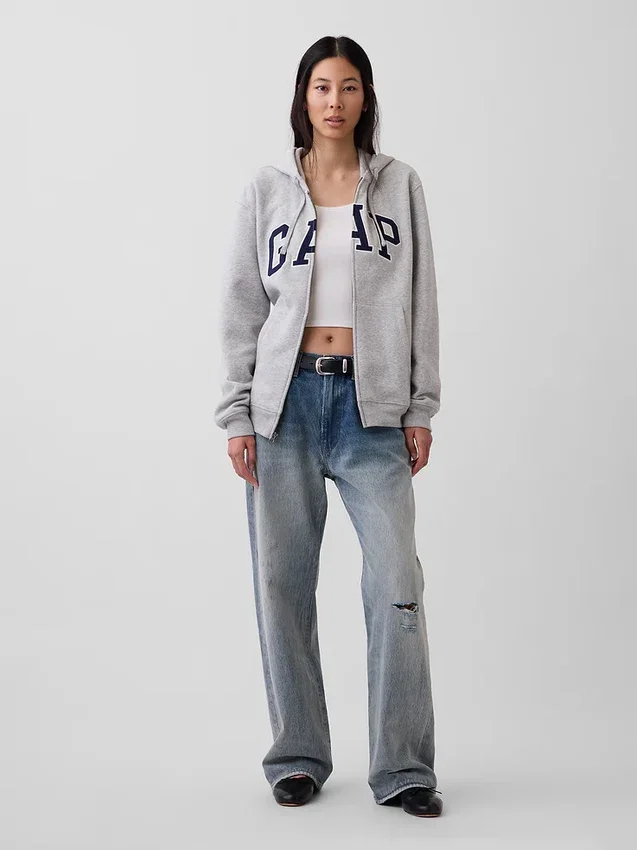 Sudadera con capucha y cremallera para adulto «Vintagesoft Arch Logo»