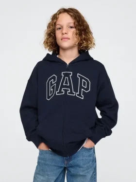 Sudadera con capucha y cremallera para niño con logotipo Vintagesoft
